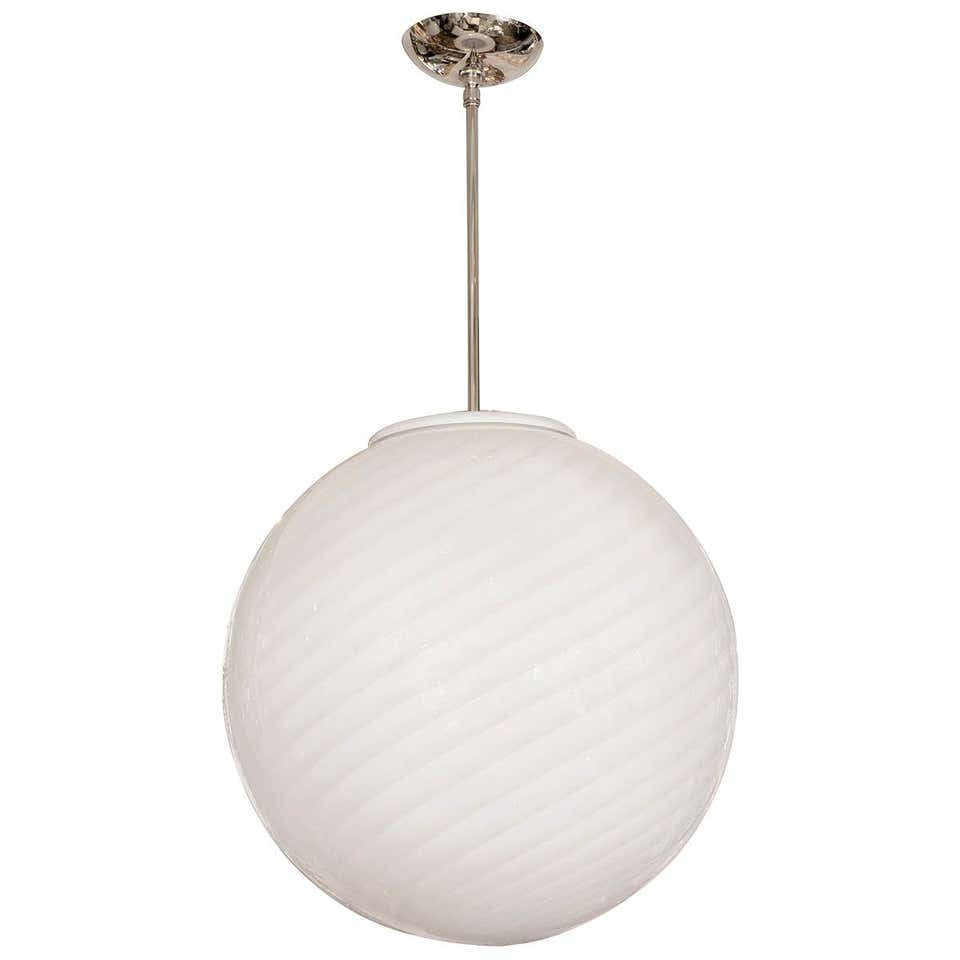 Spherical Fixure An Opalescent Glass Spherical Globe Light Fixture at 1stDibs ...