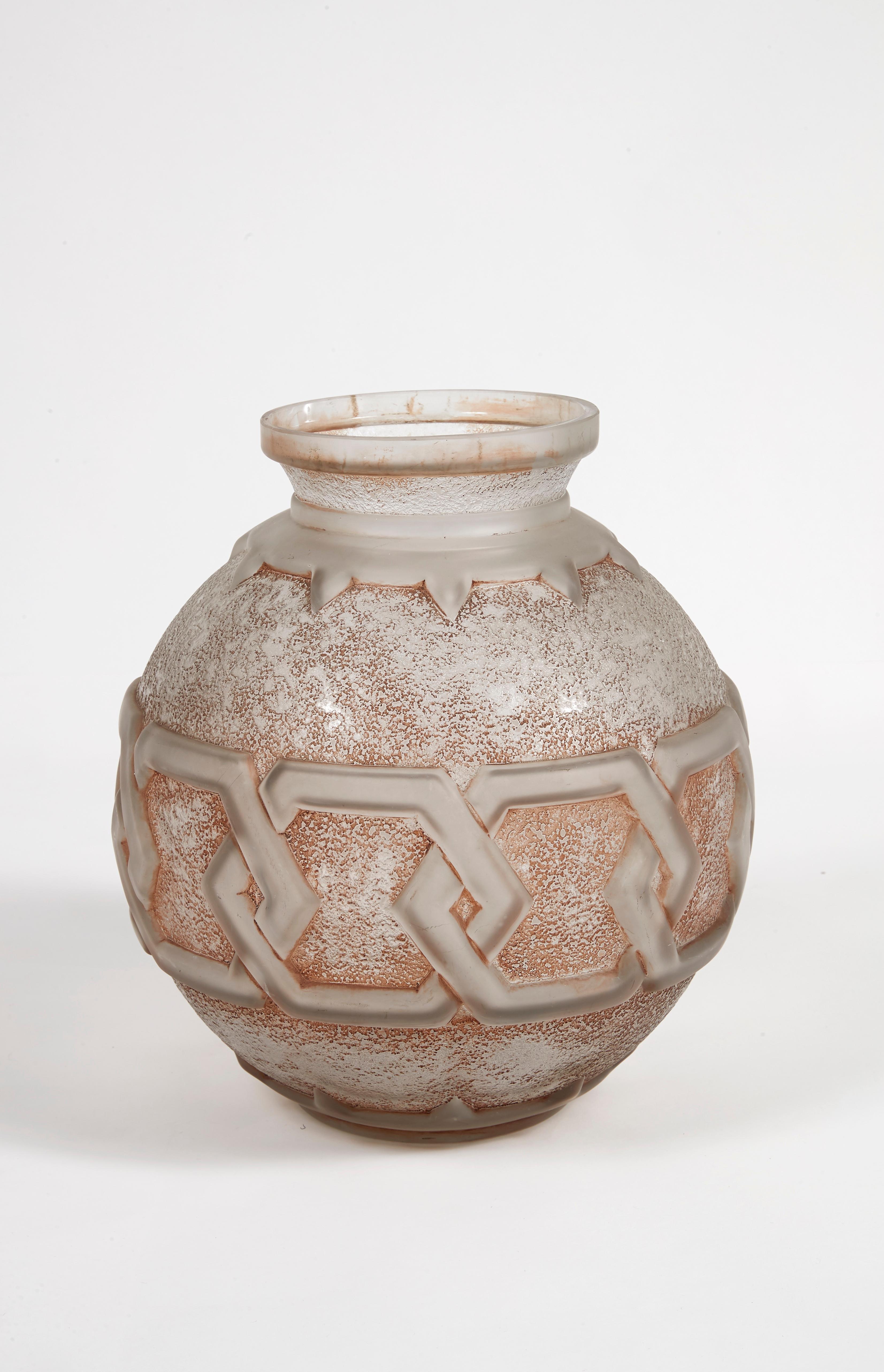 French Spherical Vase by Daum, circa 1930 For Sale