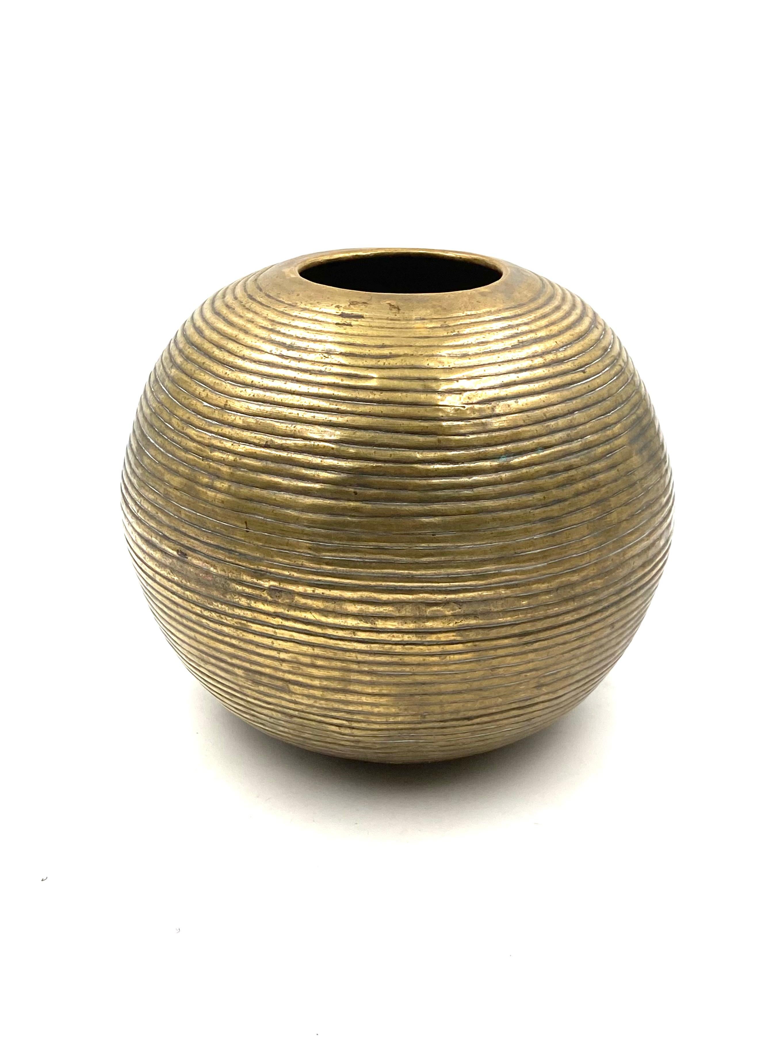 Metal Spherical Vase, Italy 1970s For Sale