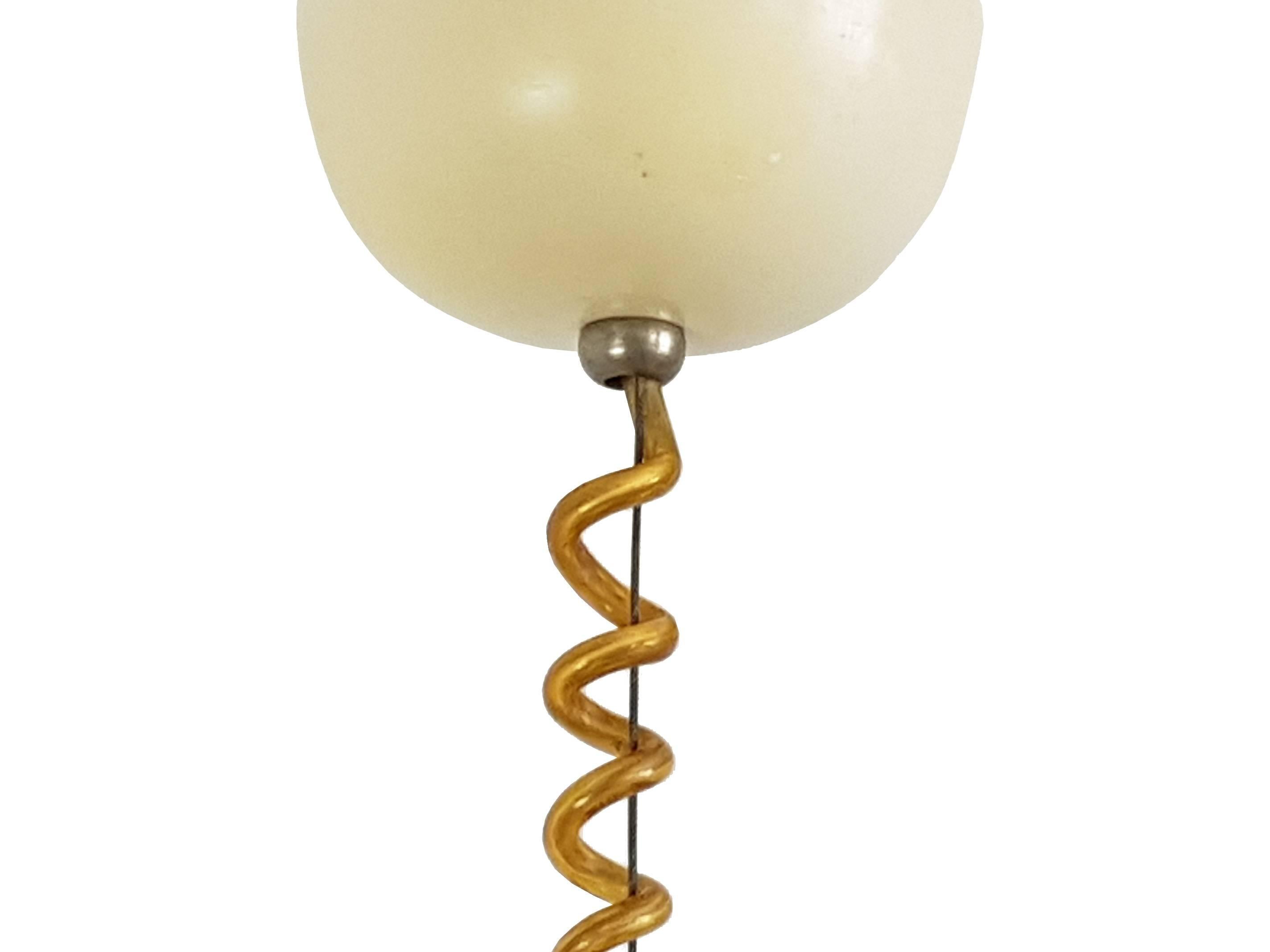 Spherical White and Clear 1960s Murano Glass Pendat by Roberto Pamio for Leucos 2