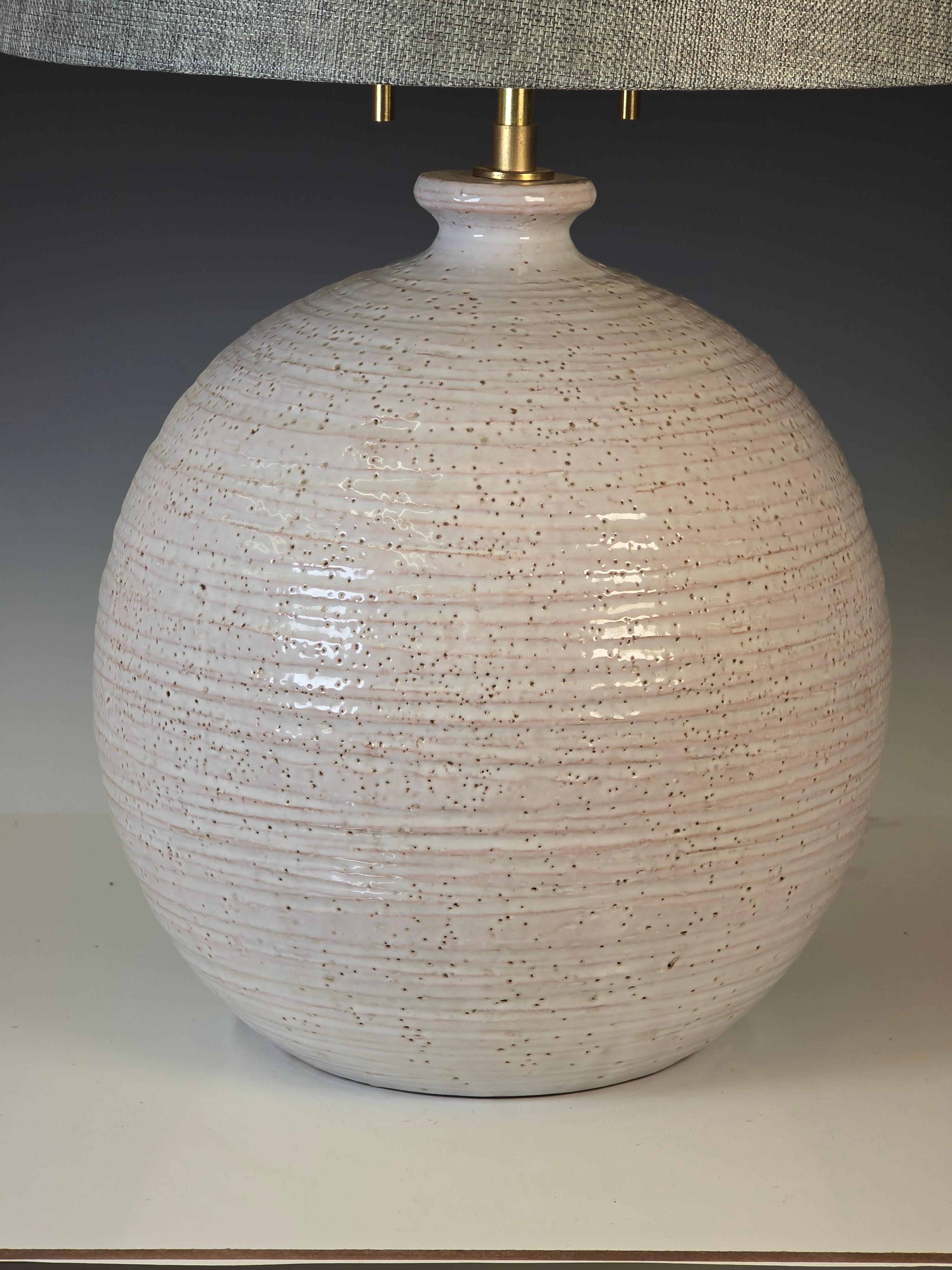 Glazed Spherical White Lamp by Bitossi For Sale