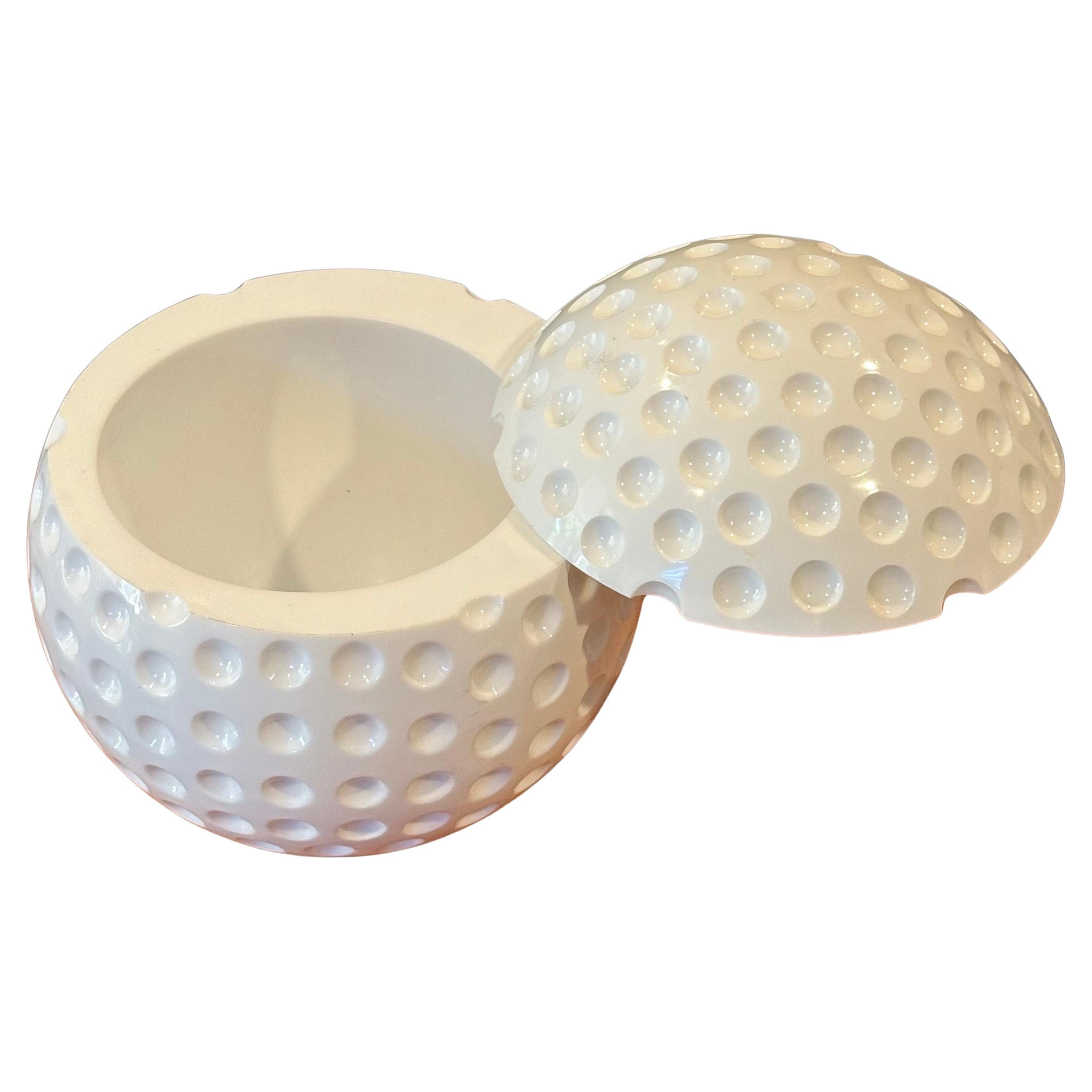 Hollywood Regency Spherical White Plastic Golf Ball Ice Bucket