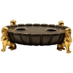 Antique Sphinx Feet Inkwell