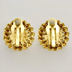 Sphinx Gold Plated and Faux Pearl Clip On Earrings circa 1980s