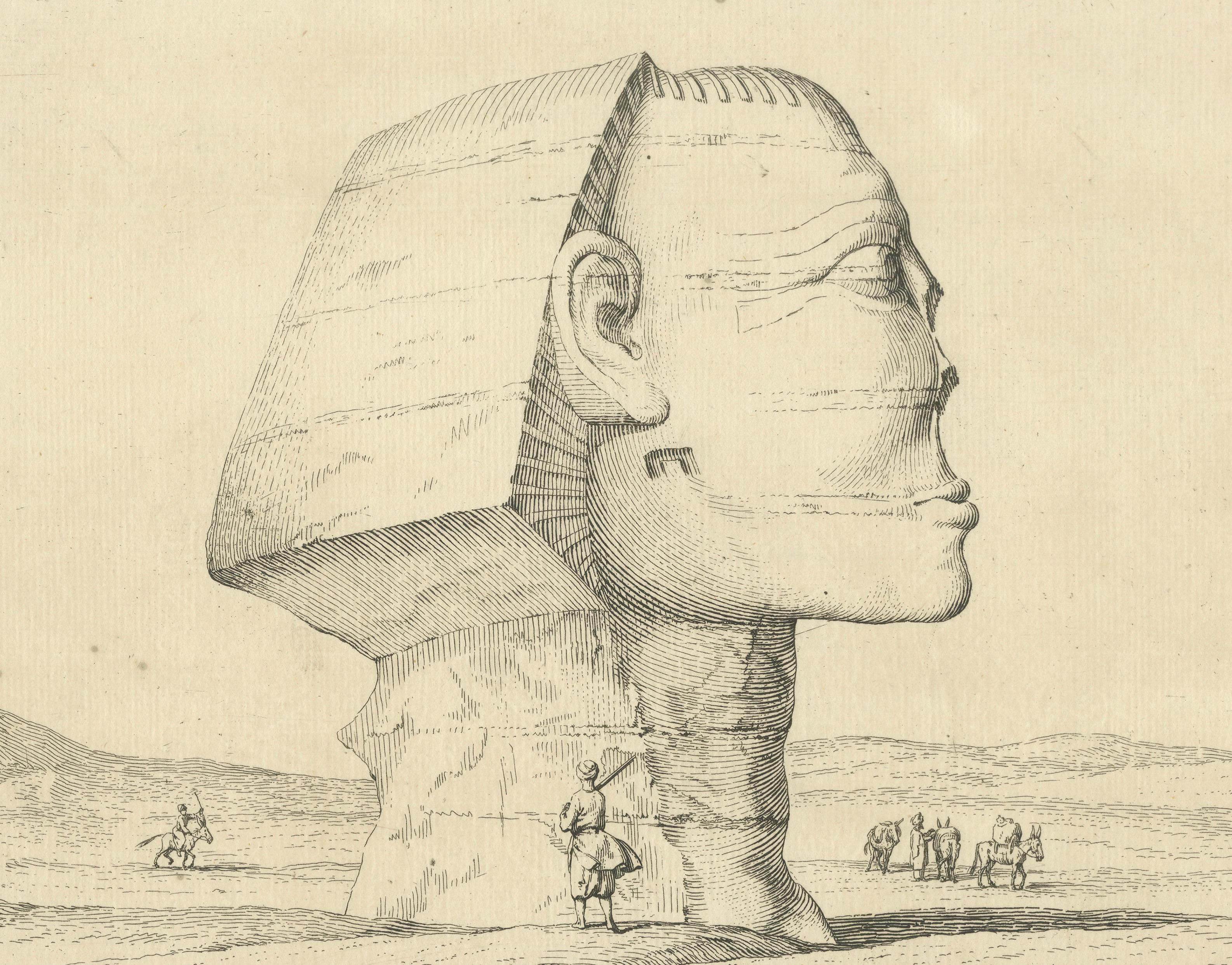 Sphinx of Giza, Antique Egypt Engraving by Norden & Tuscher, 1755