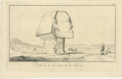 Sphinx of Giza, Antique Egypt Engraving by Norden & Tuscher, 1755