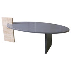'Sphinx' Oval Coffee Table Concrete and Lime Stone 