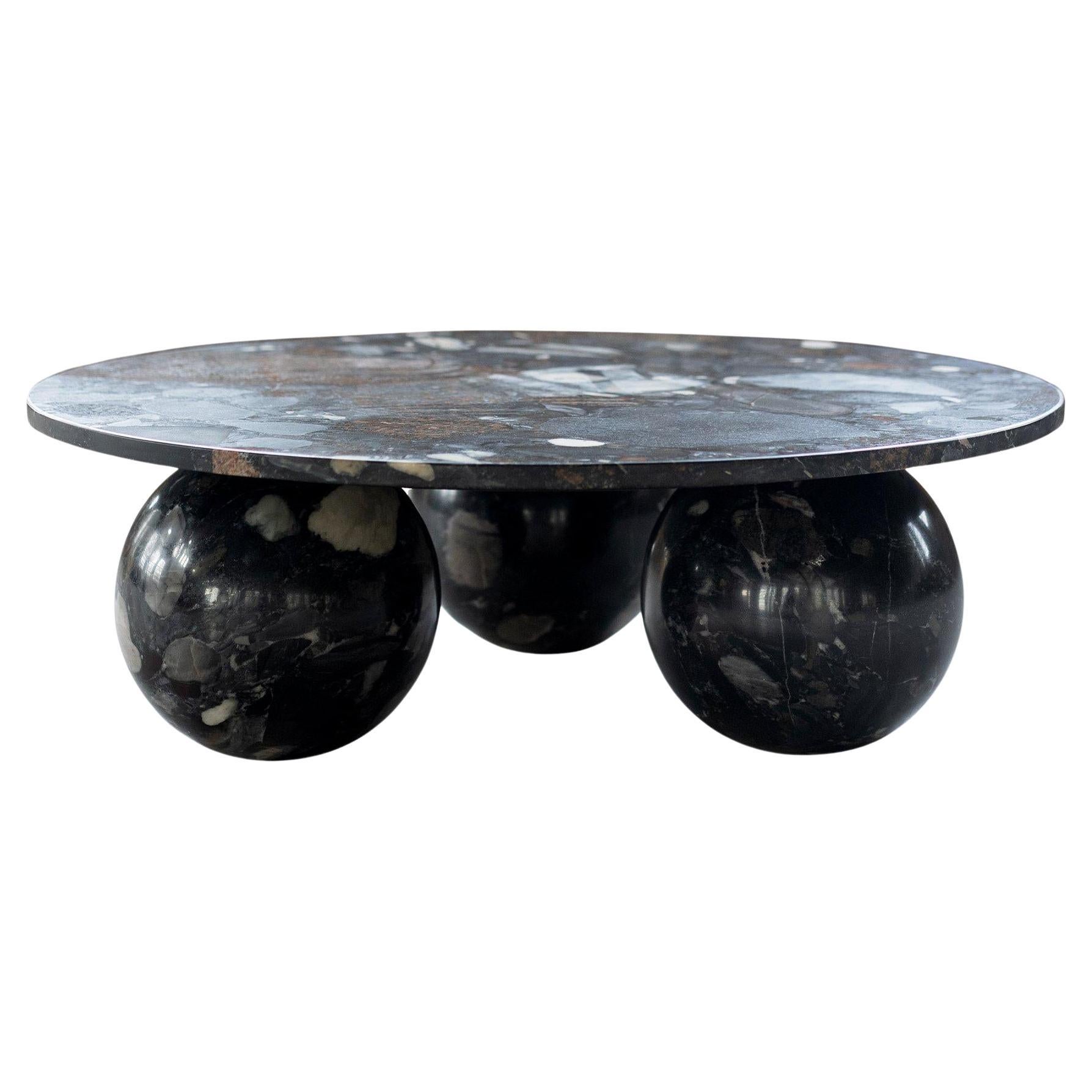 Apollo Woodworking Large Round Black Granite Coffee Table at 1stDibs
