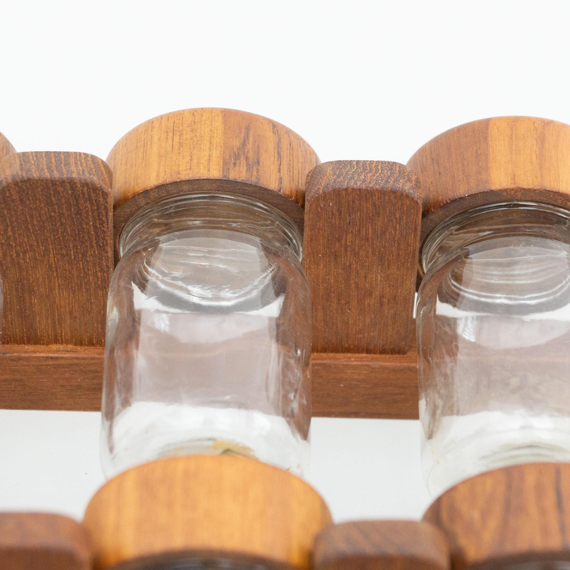 Spice Rack in Wood and Glass by Digmed, circa 1970 4