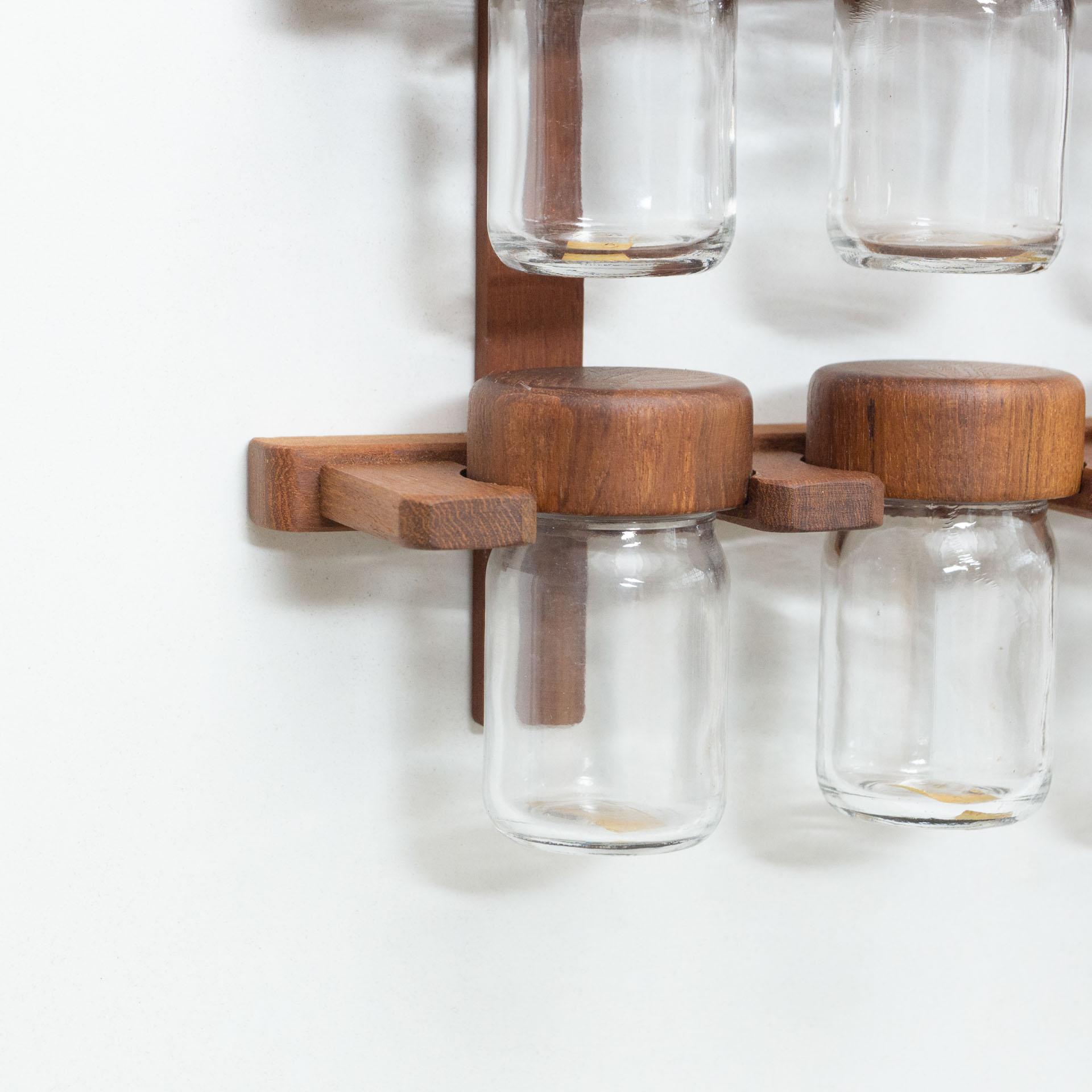 Spice Rack in Wood and Glass by Digmed, circa 1970 In Good Condition In Barcelona, Barcelona