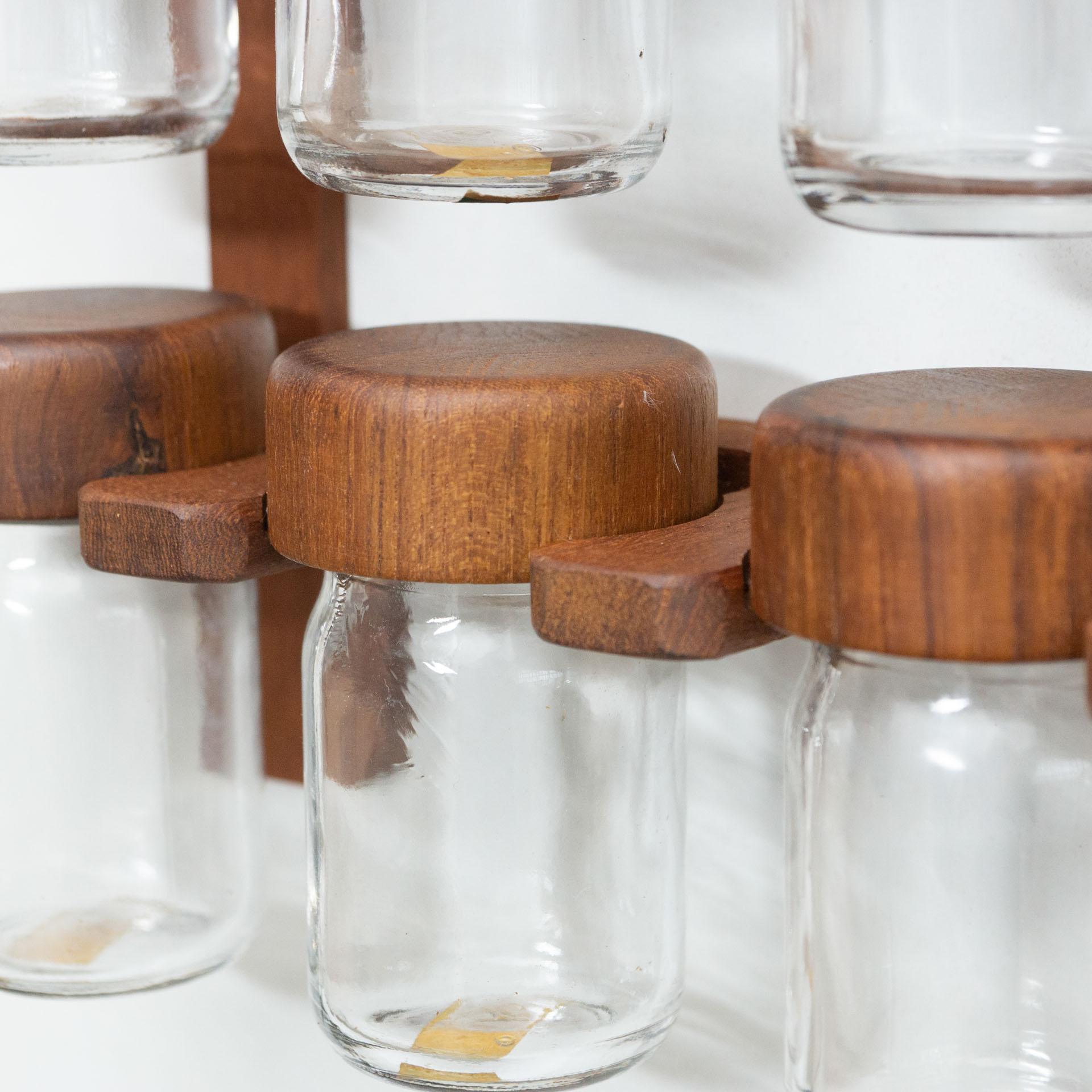 Late 20th Century Spice Rack in Wood and Glass by Digmed, circa 1970