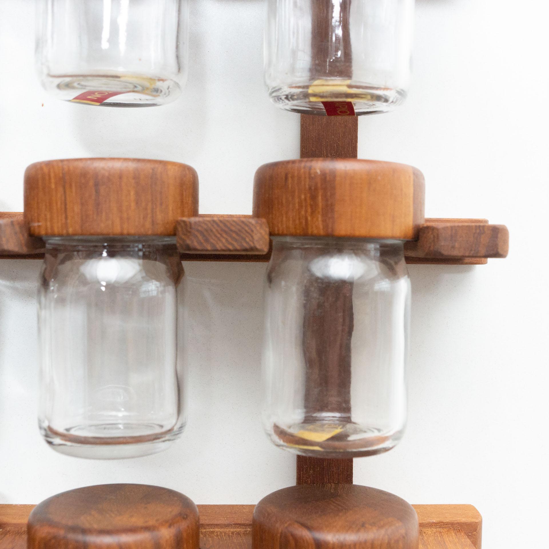 Spice Rack in Wood and Glass by Digmed, circa 1970 1