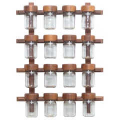 Spice Rack in Wood and Glass by Digmed, circa 1970