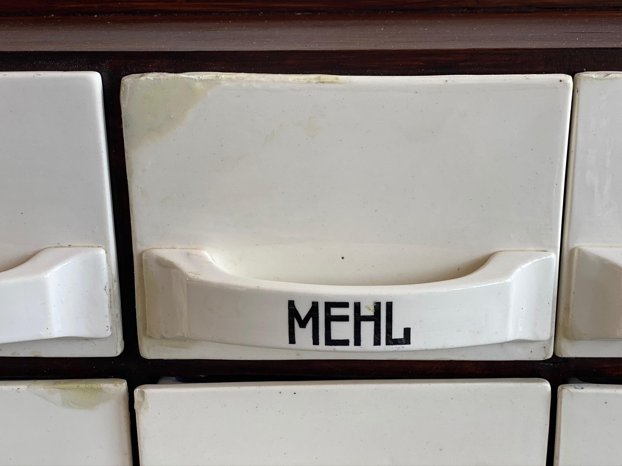 German Spice Rack with Ceramic Chutes, circa 1900