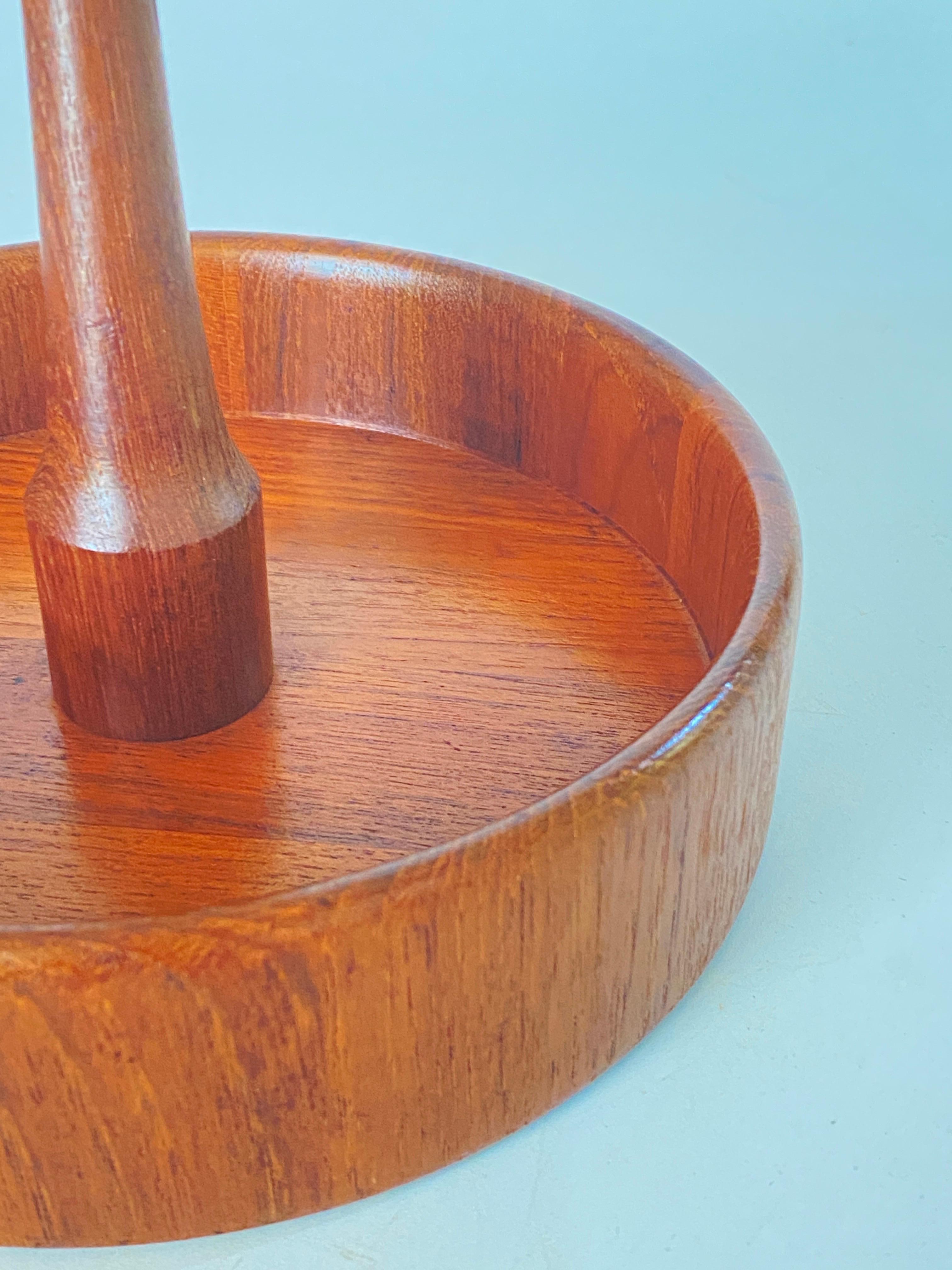 Danish Spice Tray in Wood Denmark 1960s Brown Color with a wooden handle For Sale
