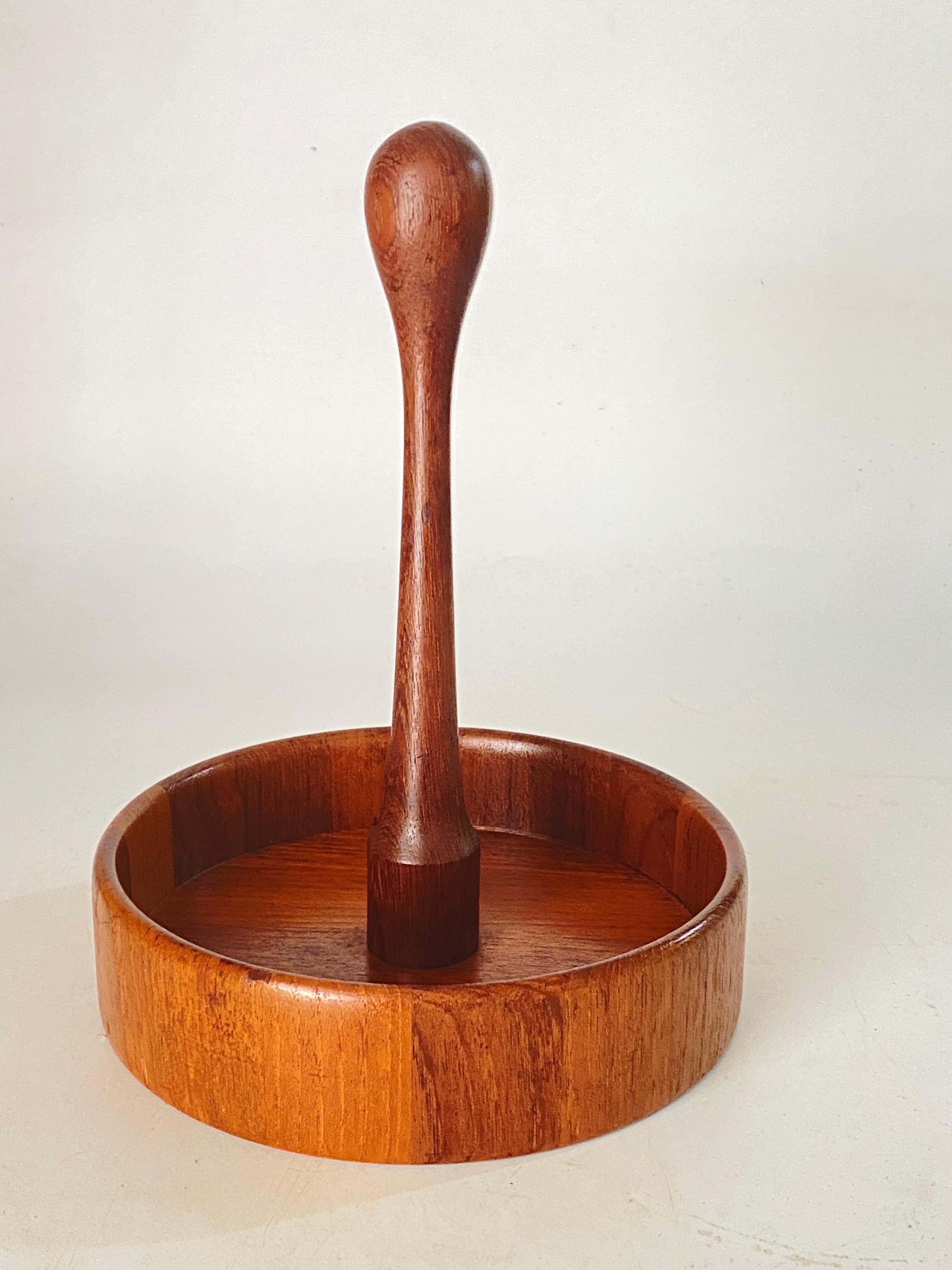Spice Tray in Wood Denmark 1960s Brown Color with a wooden handle For Sale 1