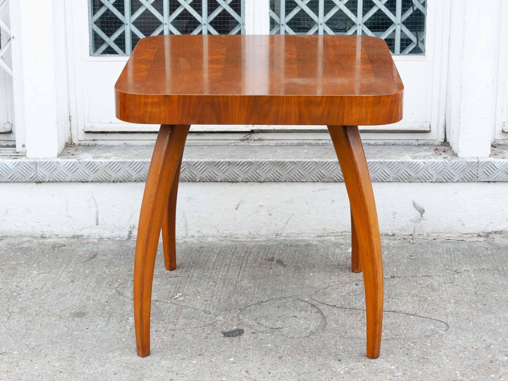 Mid-Century Modern 'Spider' 1930s Art Deco Walnut Czech Side Table by Jindřich Halabala Model H259