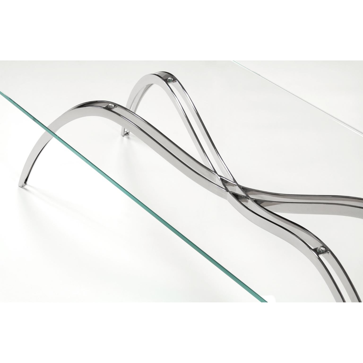 Spider Couchtisch aus Kristallglas und Stahl von Barberini & Gunnell (Postmoderne) im Angebot