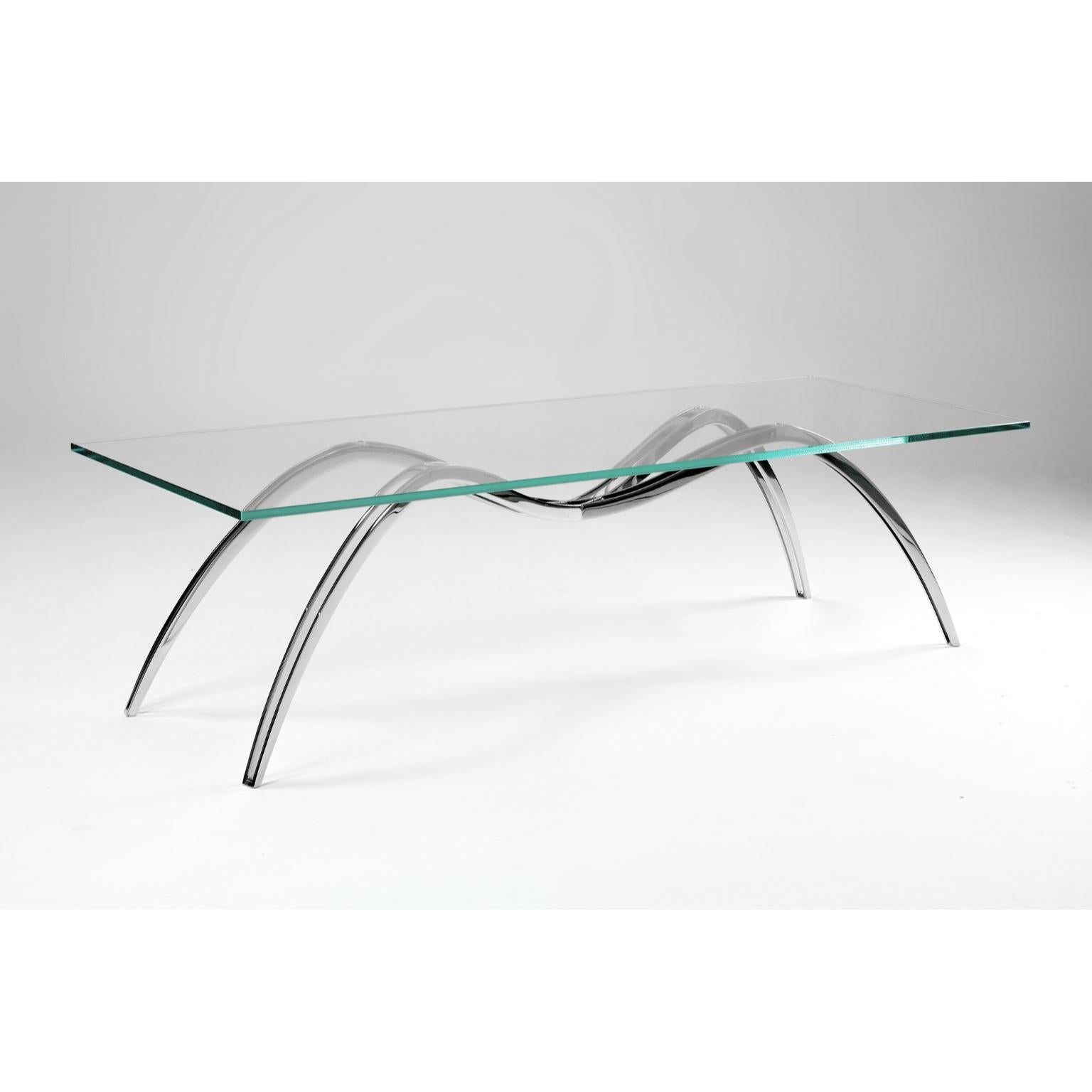 Spider Couchtisch aus Kristallglas und Stahl von Barberini & Gunnell (Italienisch) im Angebot