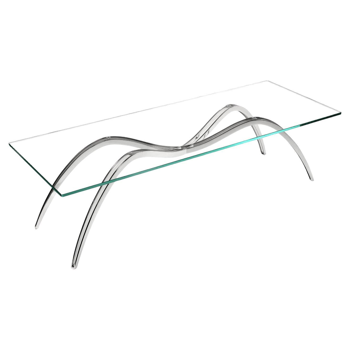 Spider Couchtisch aus Kristallglas und Stahl von Barberini & Gunnell