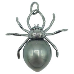 Spider Emerald South Sea Pearl Gold 18 Karat Pendant or Necklace