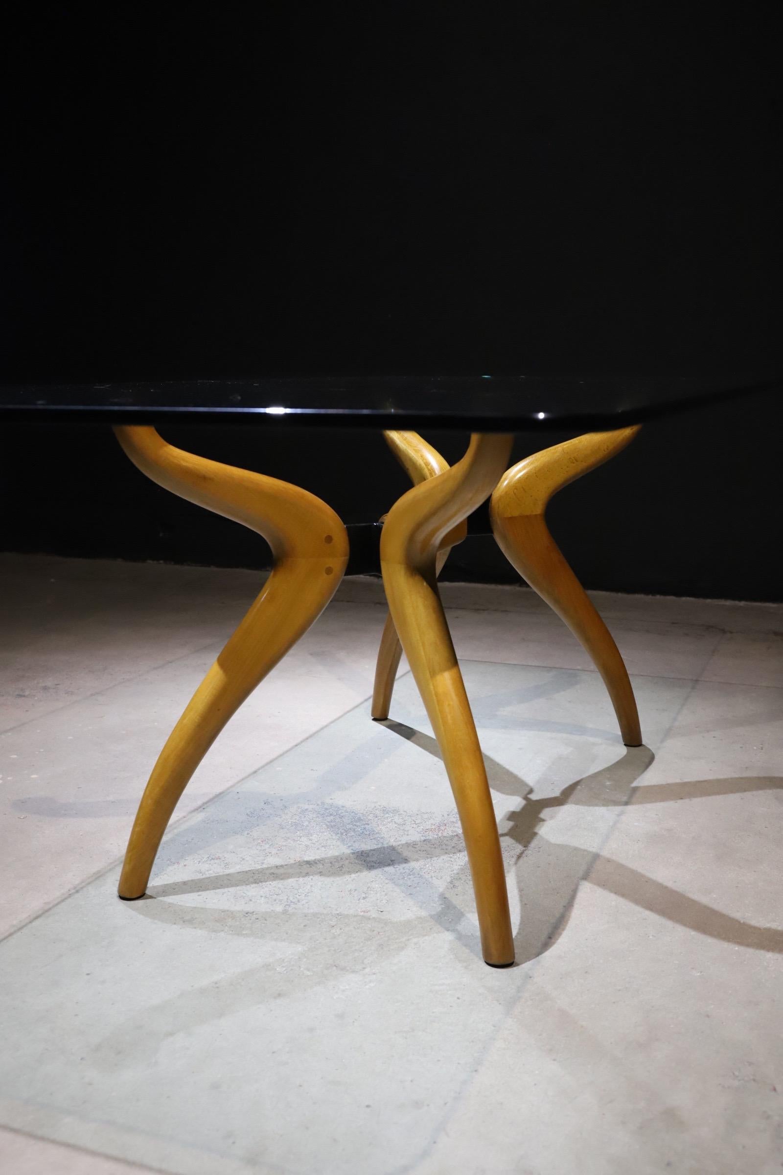 Unknown Spider-Leg Glass Top Dining Table