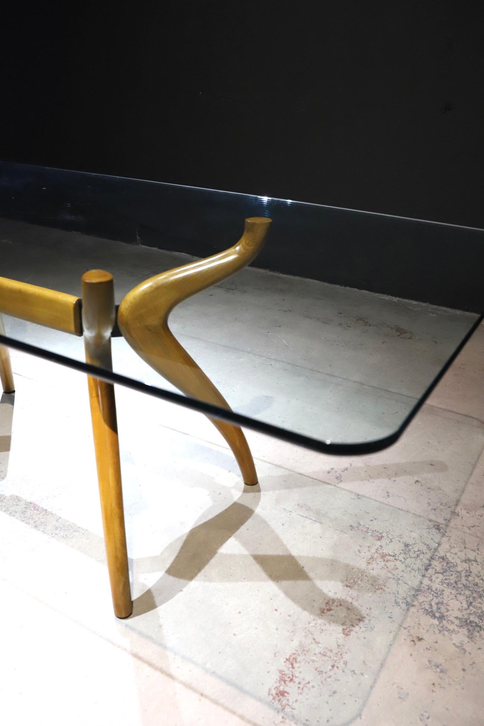 Late 20th Century Spider-Leg Glass Top Dining Table