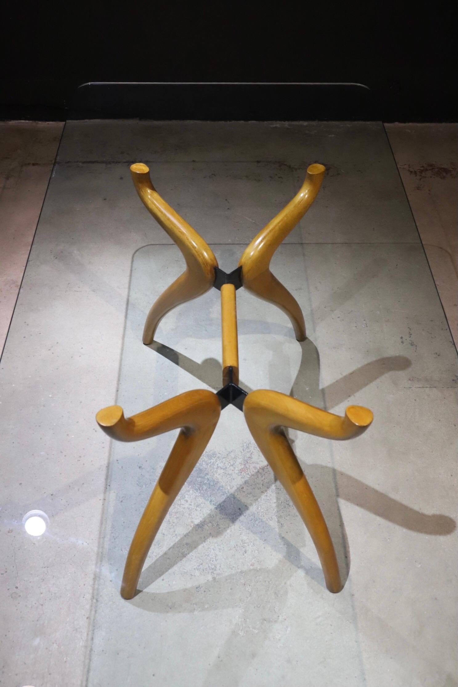 Steel Spider-Leg Glass Top Dining Table