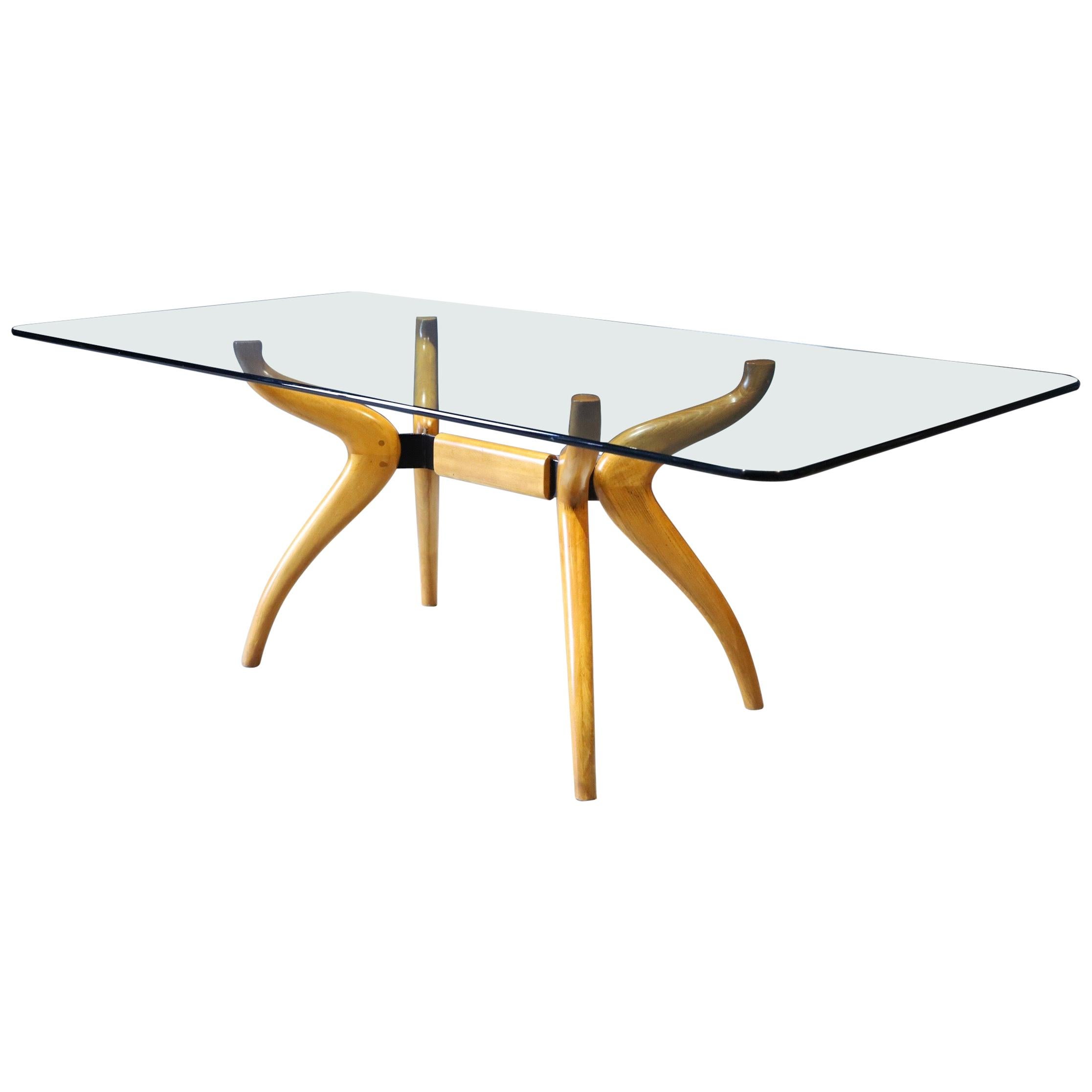 Spider-Leg Glass Top Dining Table