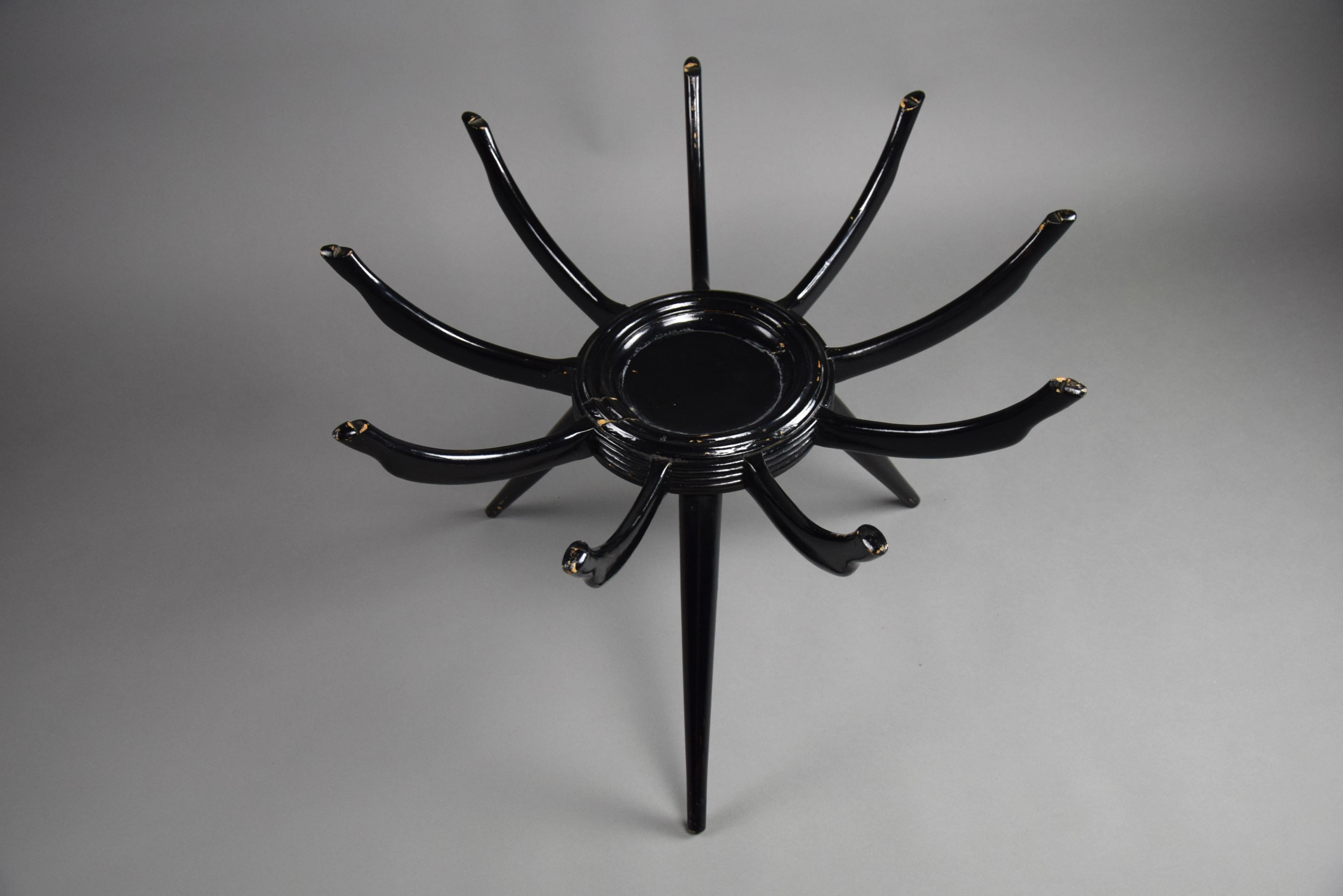 Spider Leg Italian Mid Century Black Coffee Table by Carlo de Carli For Sale 5