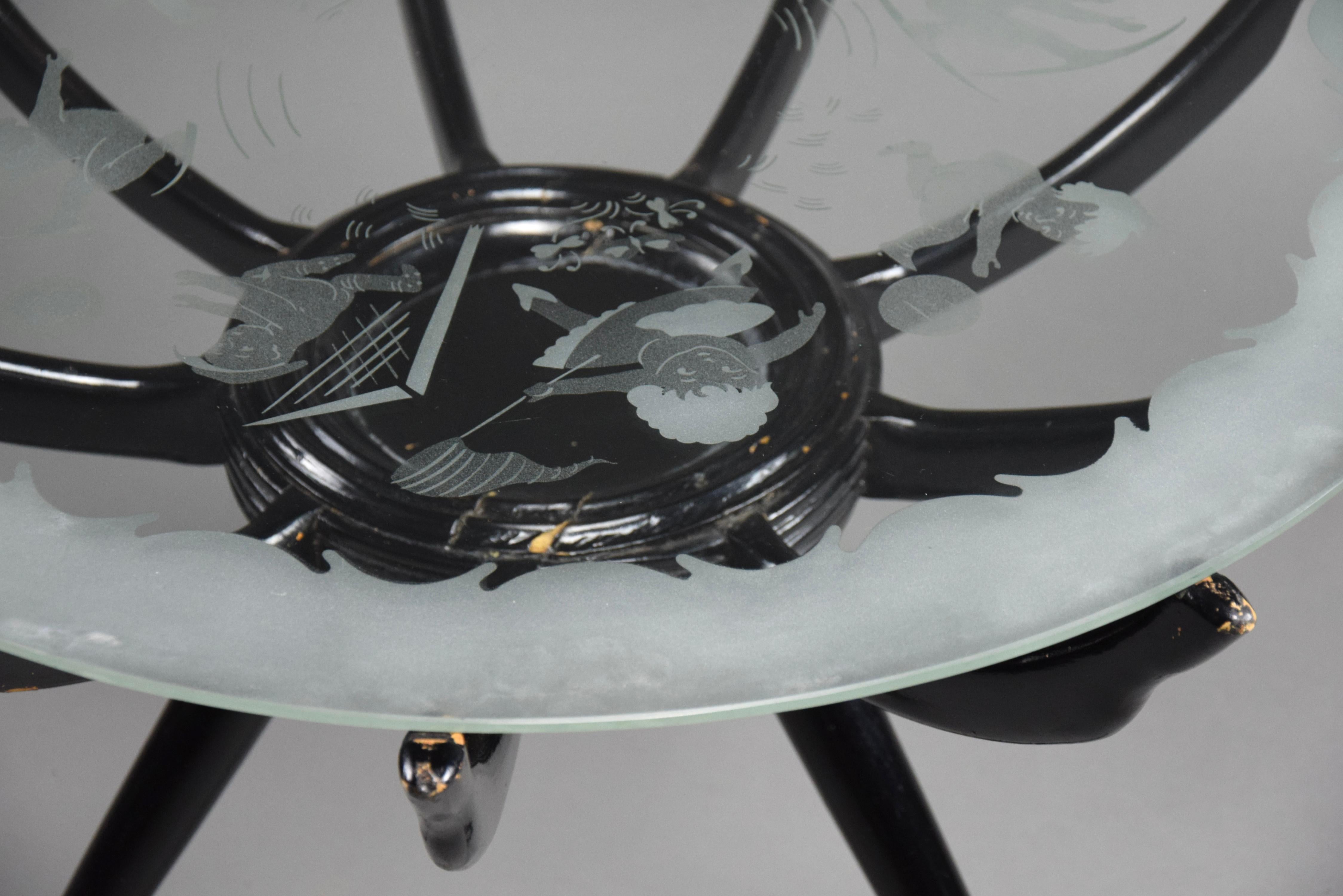 Spider Leg Italian Mid Century Black Coffee Table by Carlo de Carli For Sale 12