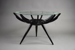 Spider Leg Italian Mid Century Black Coffee Table by Carlo de Carli
