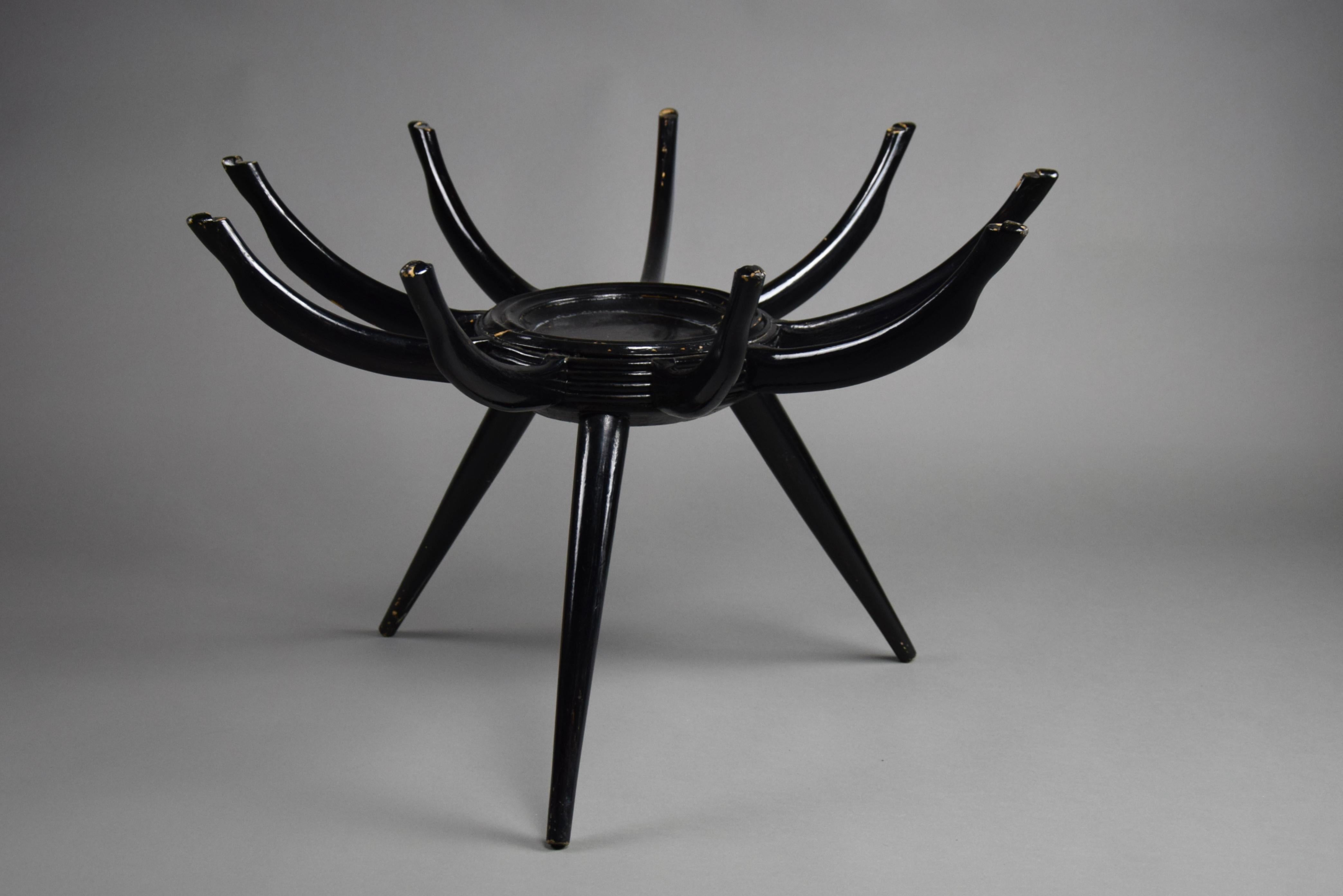 Spider Leg Italian Mid Century Black Coffee Table by Carlo de Carli For Sale 4
