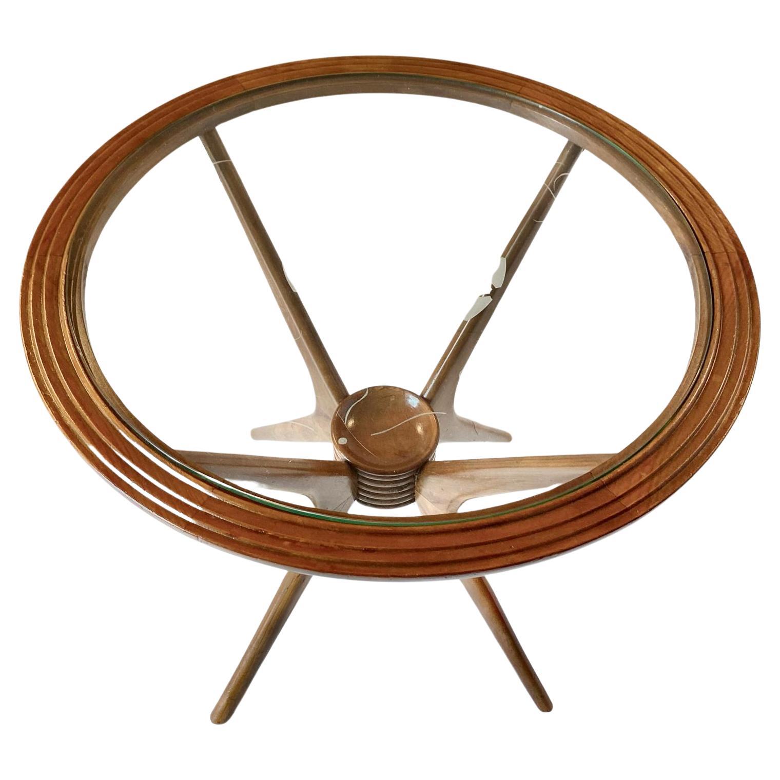 Mid-Century Modern Table basse ronde à pieds araignées, Paolo Buffa pour Brugnoli, Italie, années 1950 en vente