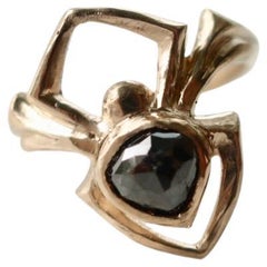 Spider Ring in 14 Karat Yellow Gold with Black Diamond