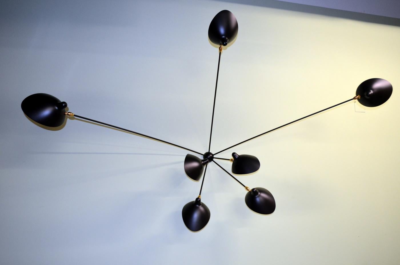 Mid-Century Modern Serge Mouille - Spider Sconce with 7 Arms in Black or White For Sale