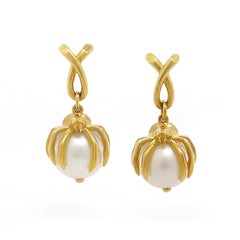Spider South Sea Pearl Earrings in 18K Yellow Gold