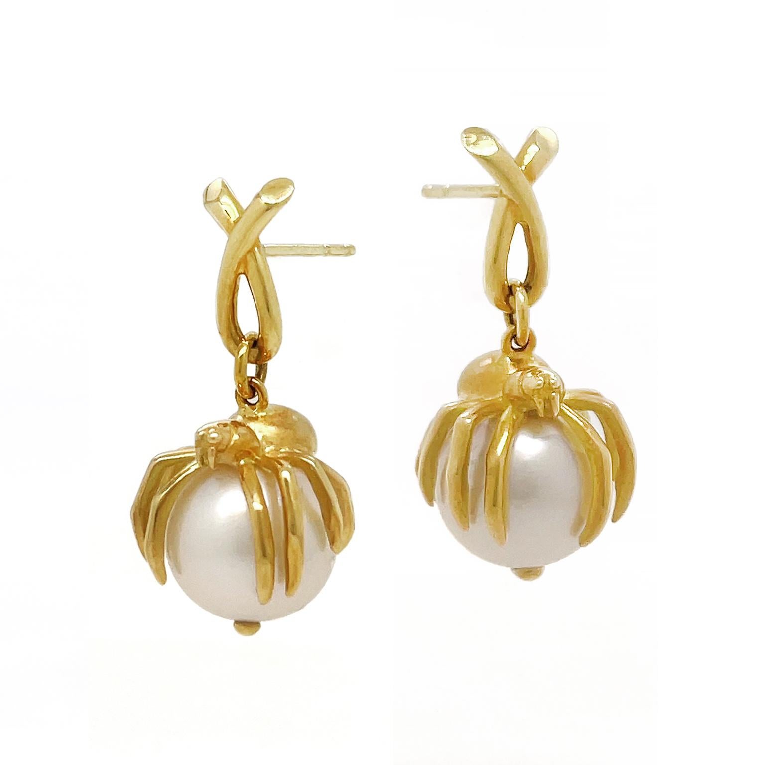 spider pearl earrings
