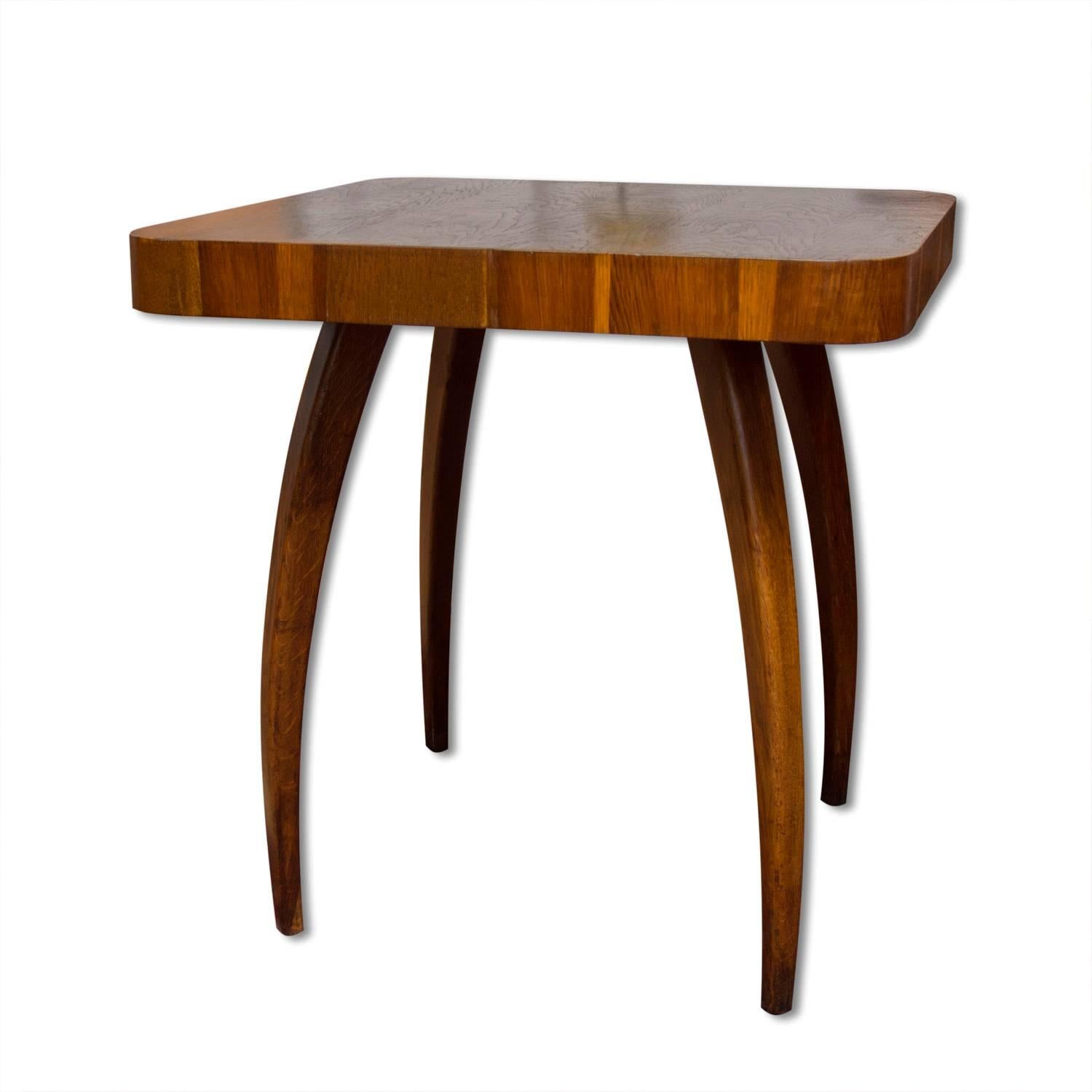 Spider Table H-259 in oak by Jindrich Halabala, 1950s, Czechoslovakia 4