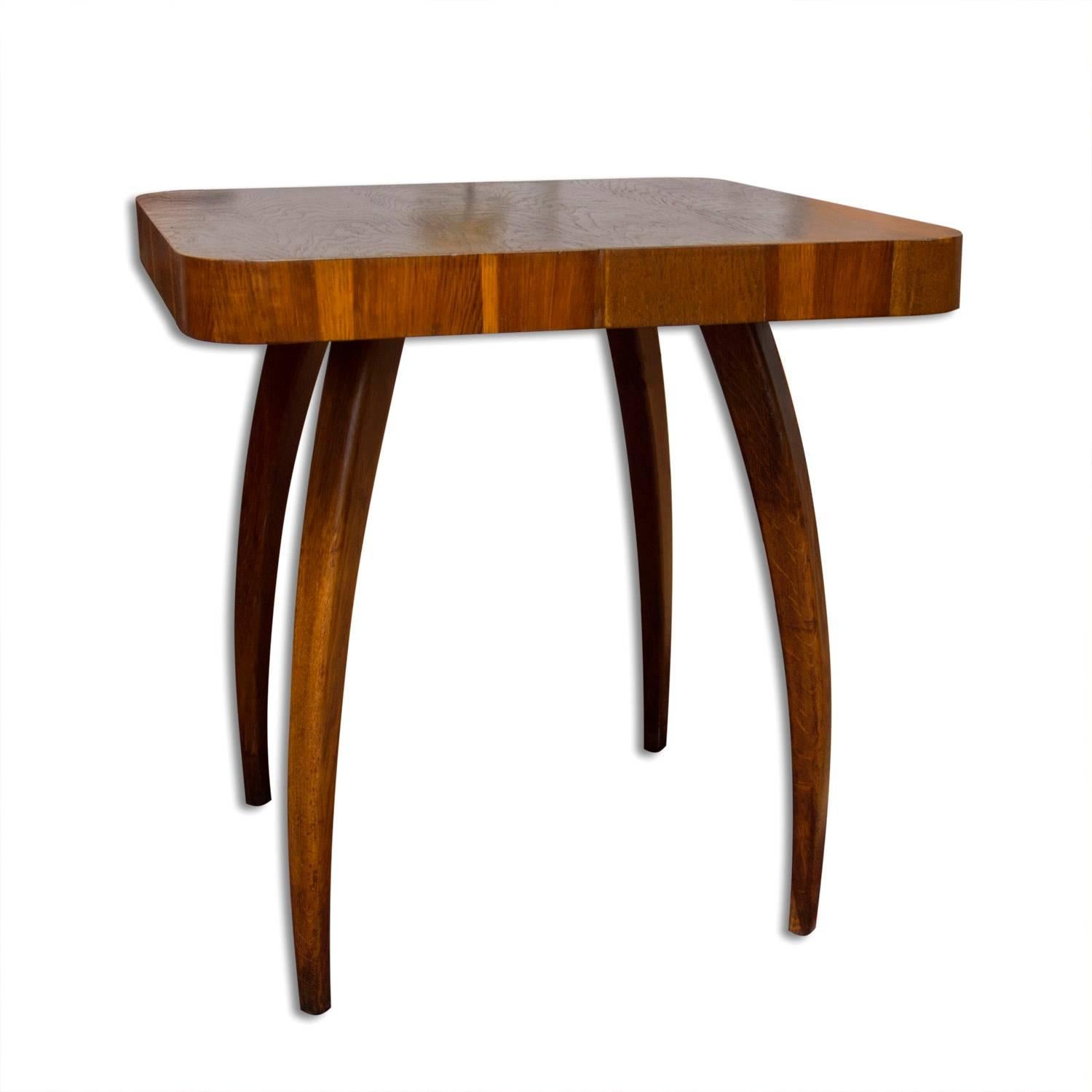 Wood Spider Table H-259 in oak by Jindrich Halabala, 1950s, Czechoslovakia