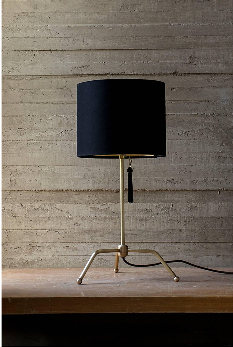 Spider Table Lamp, Brushed Brass Structure and Fiberglass and Fabric