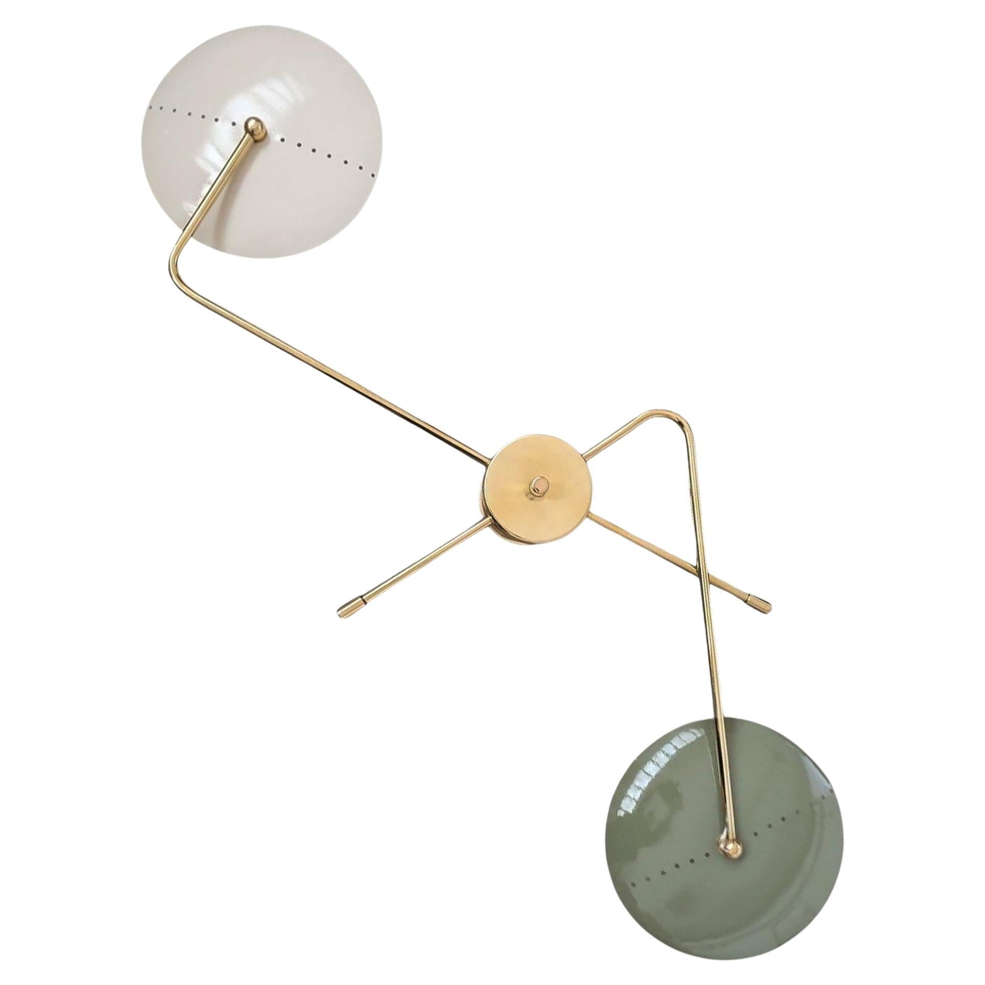 Applique Spider, 2 bracci, ottone e lacca, stile Stilnovo, personalizzabile