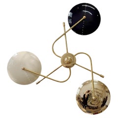 Spider Wall Light, 3 Arms, Brass and Lacquer, Stilnovo Style, Customizable