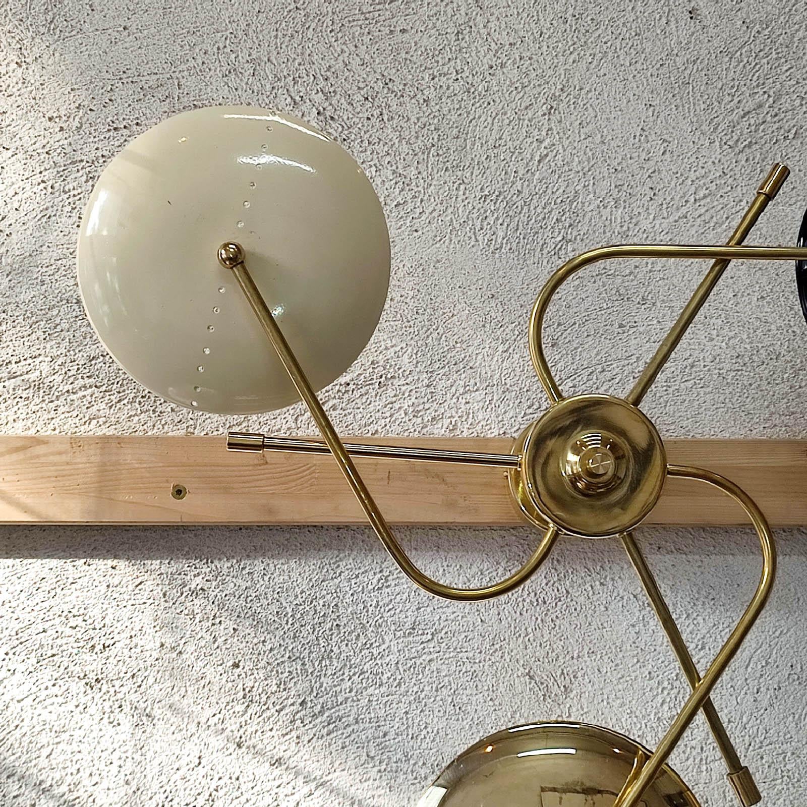 Contemporary Spider Wall Light, Three Arms, Brass and Lacquered Metal, Mid-Century Style For Sale