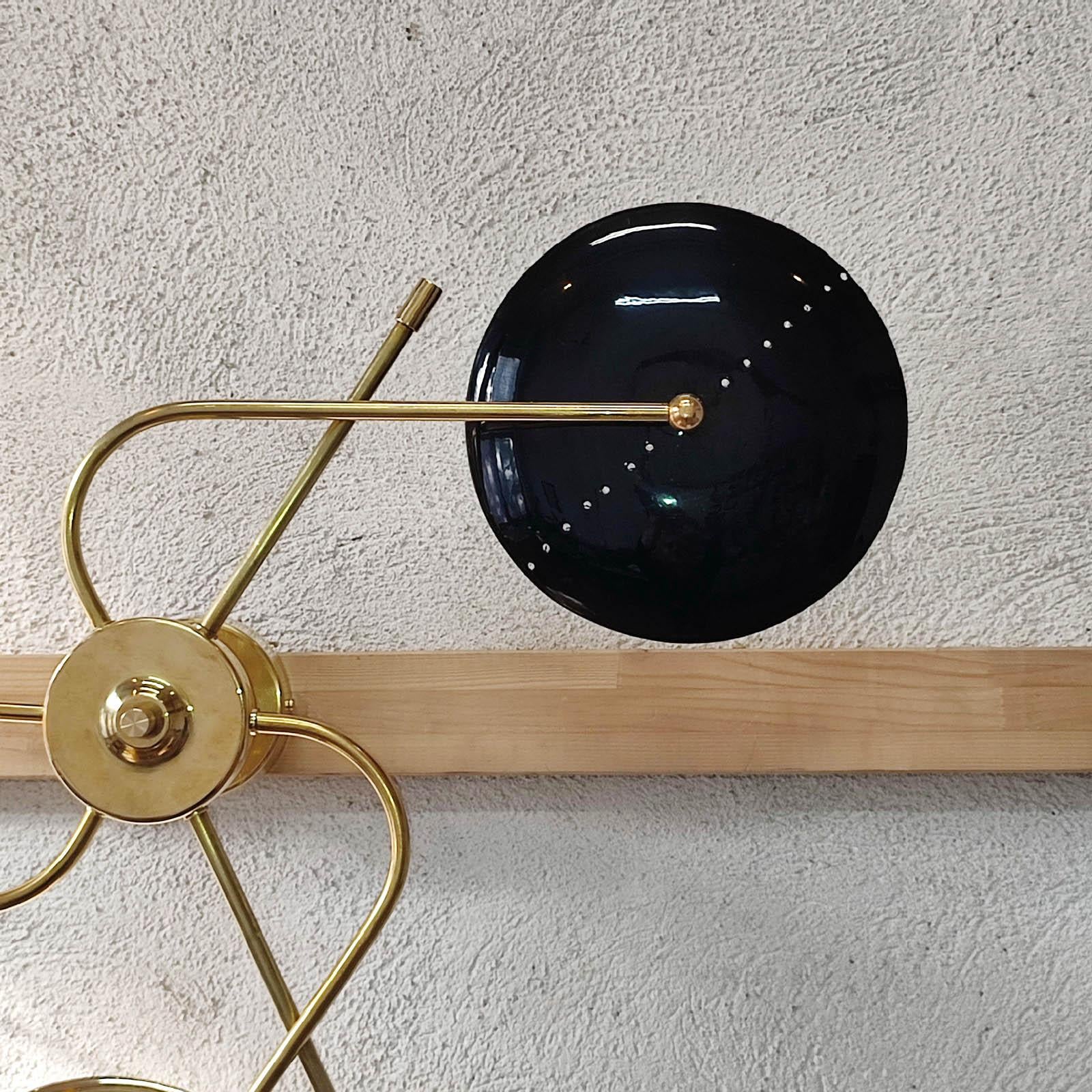 Spider Wall Light, Three Arms, Brass and Lacquered Metal, Mid-Century Style For Sale 1