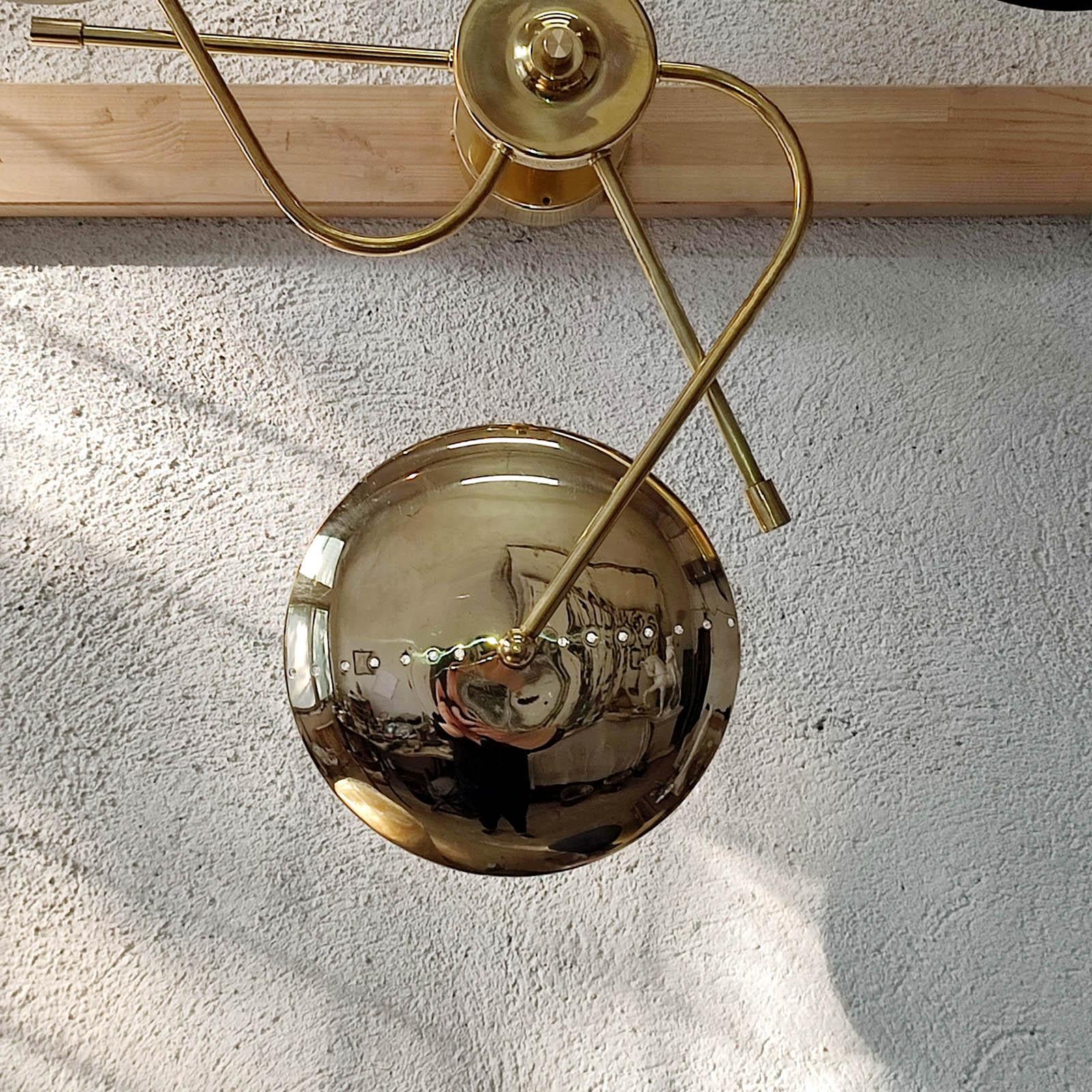 Spider Wall Light, Three Arms, Brass and Lacquered Metal, Mid-Century Style For Sale 2