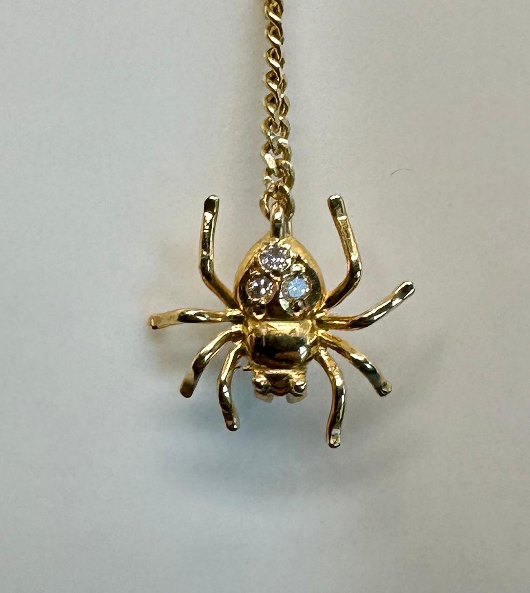 Collier Spider Web rose de France en or 18 carats, améthyste, émail et onyx en vente 3
