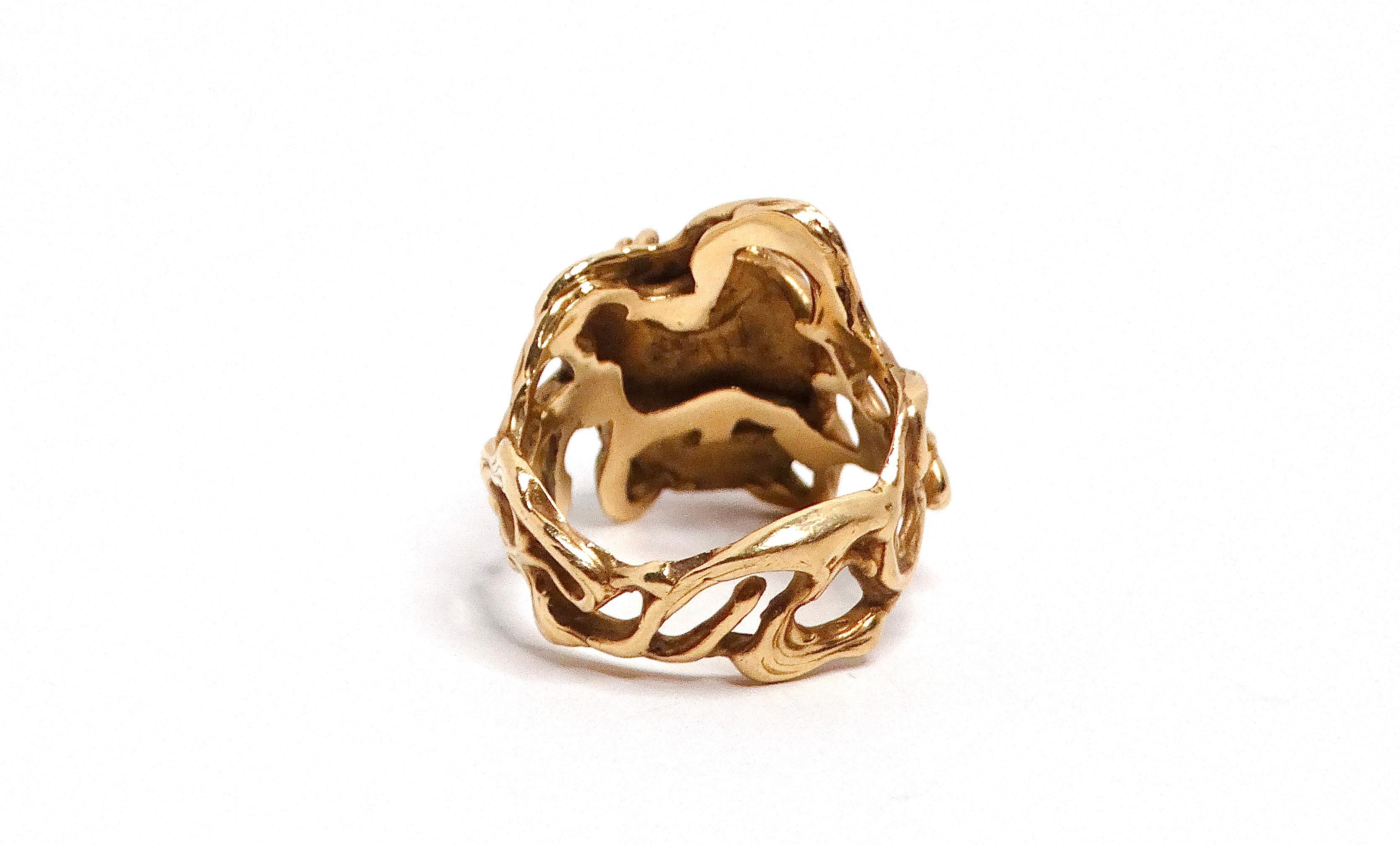 Women's Spider Web Turquoise 14k Gold Ring For Sale