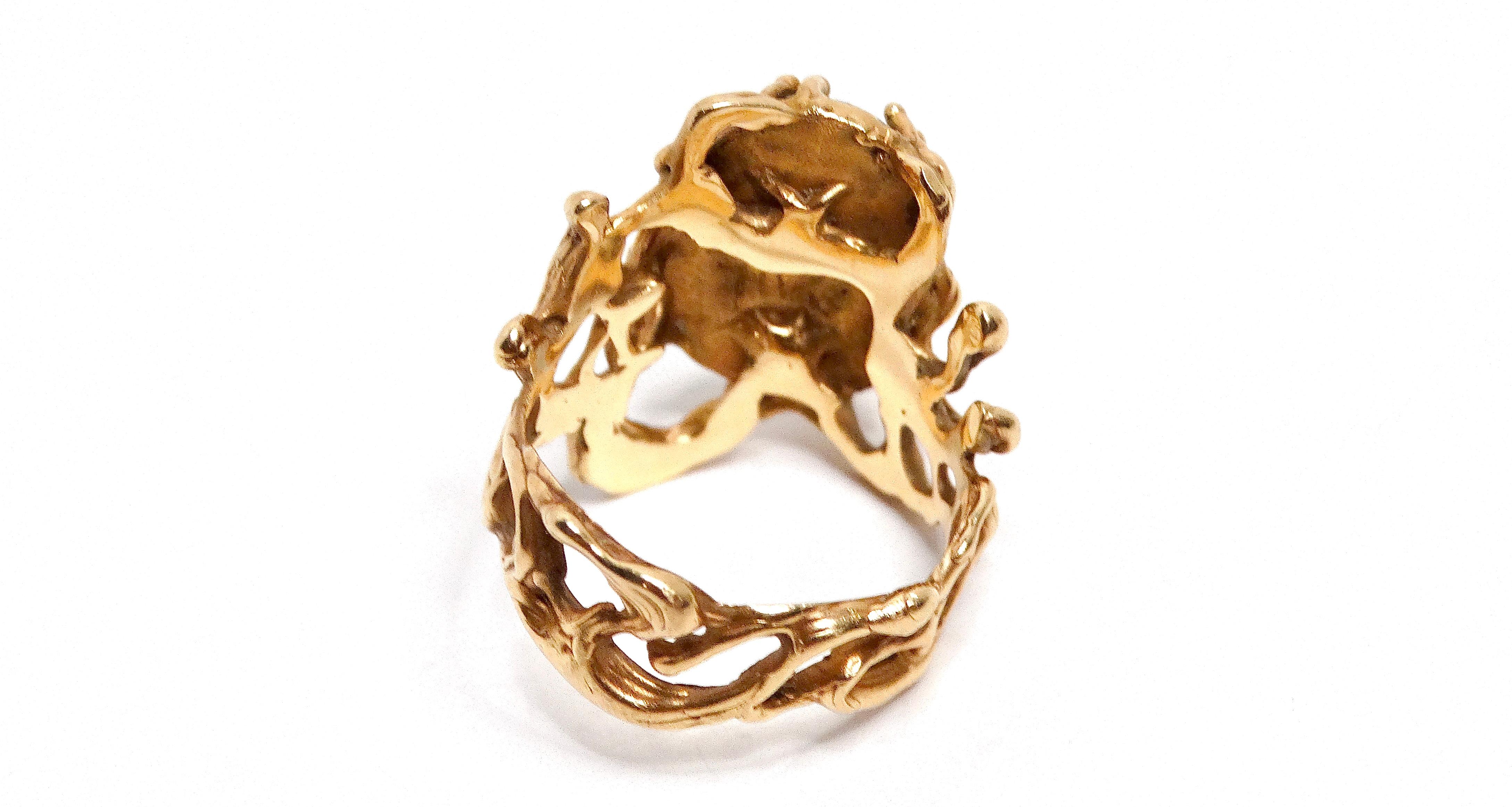 Spider Web Turquoise 14k Gold Ring For Sale 2