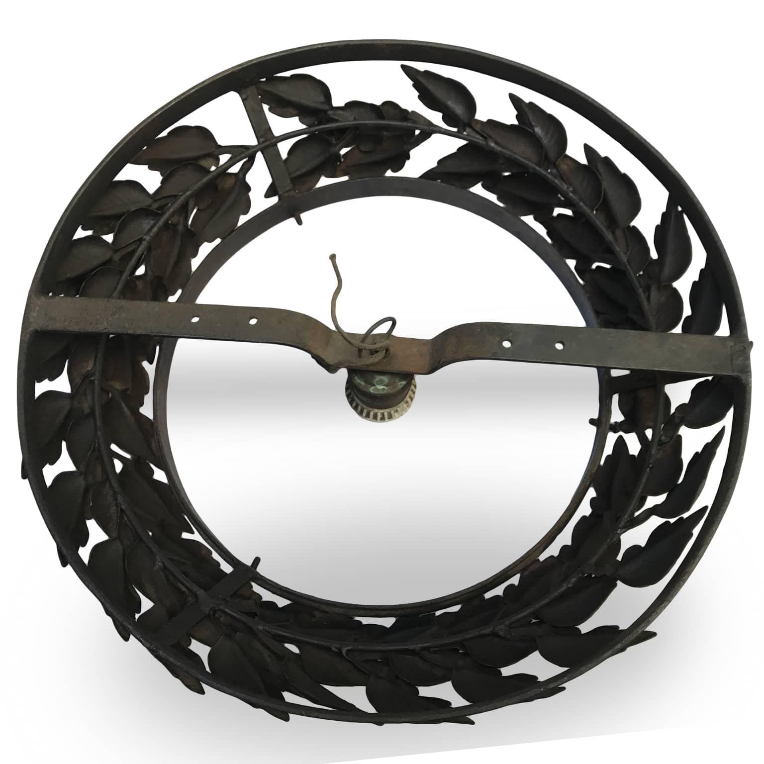 Hand-Crafted Spider Web Wrought Iron Ceiling Light 20th Century Italian Circular Sconce